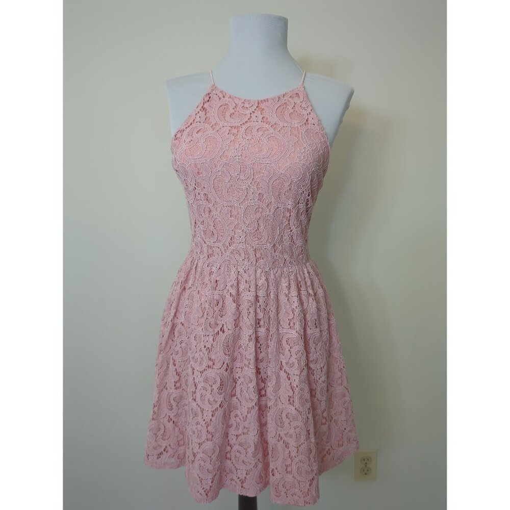 AQUA Pink Lace Sleeveless Dress Size S